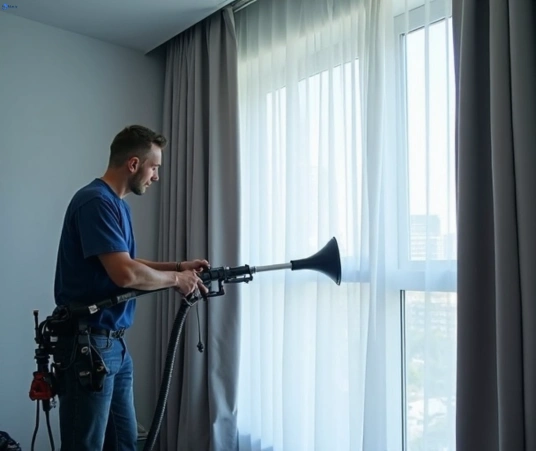 Professional drapes cleaning process tools Matty Curtain Cleaning sandstone-point