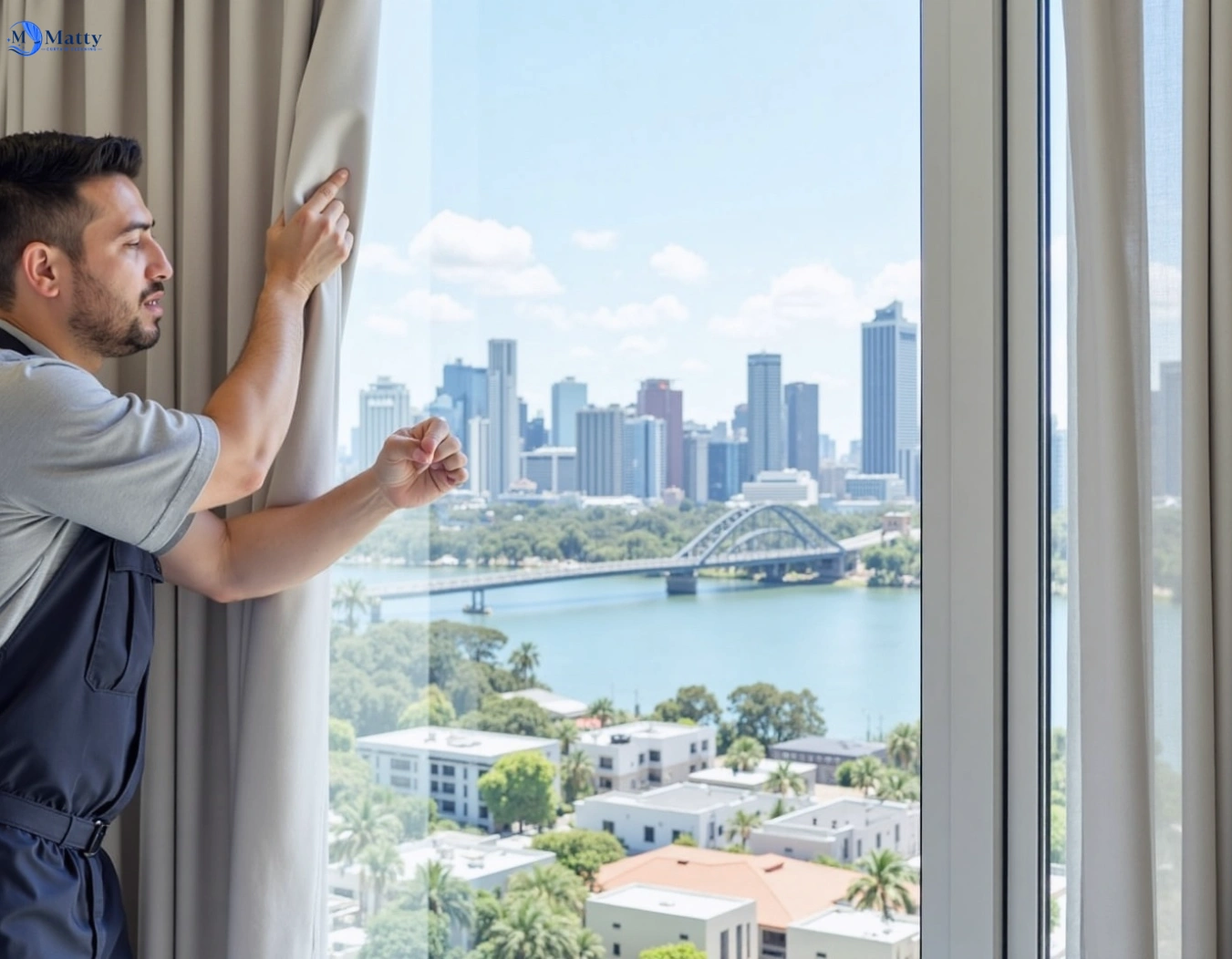 Professional curtain steam cleaning service sandstone-point QLD by Matty Curtain Cleaning